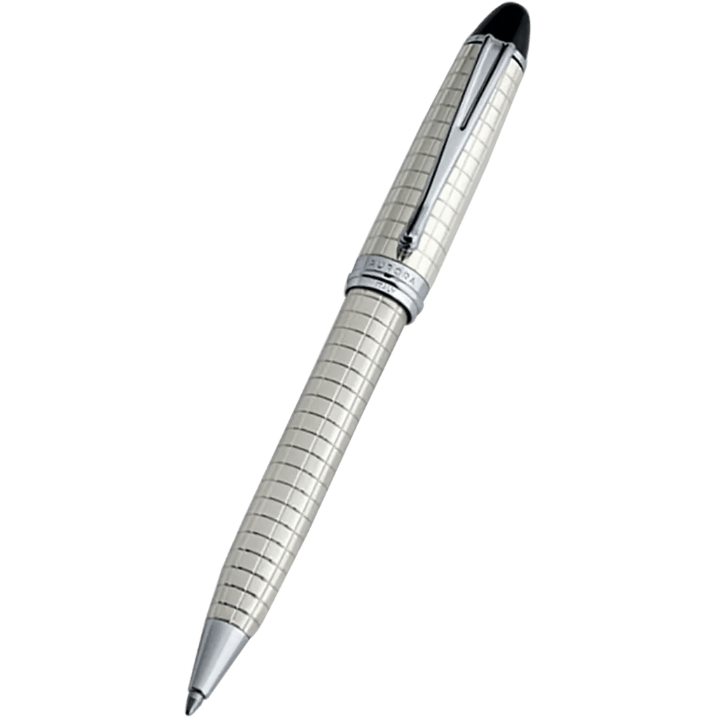 Aurora Ipsilon Quadra Pattern Ballpoint Pen - Sterling Silver - Pen Boutique Ltd