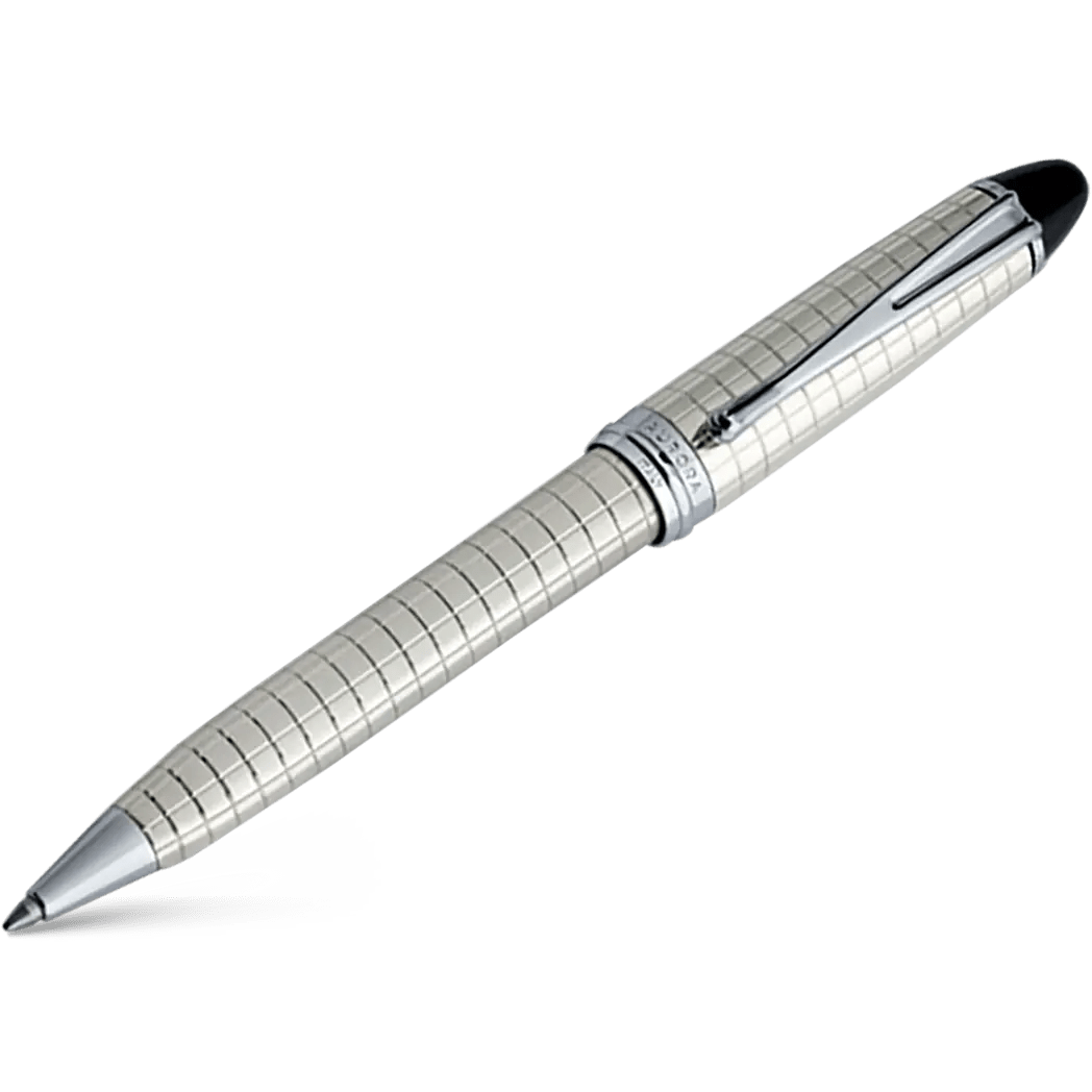 Aurora Ipsilon Quadra Pattern Ballpoint Pen - Sterling Silver - Pen Boutique Ltd