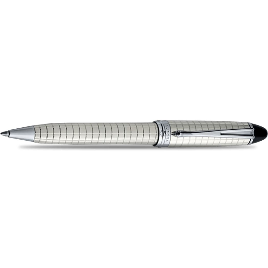 Aurora Ipsilon Quadra Pattern Ballpoint Pen - Sterling Silver - Pen Boutique Ltd