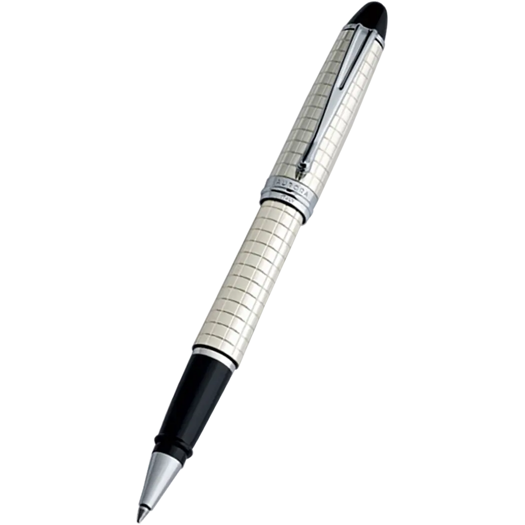 Aurora Ipsilon Rollerball Pen - Sterling Silver (Quadra Pattern)-Pen Boutique Ltd