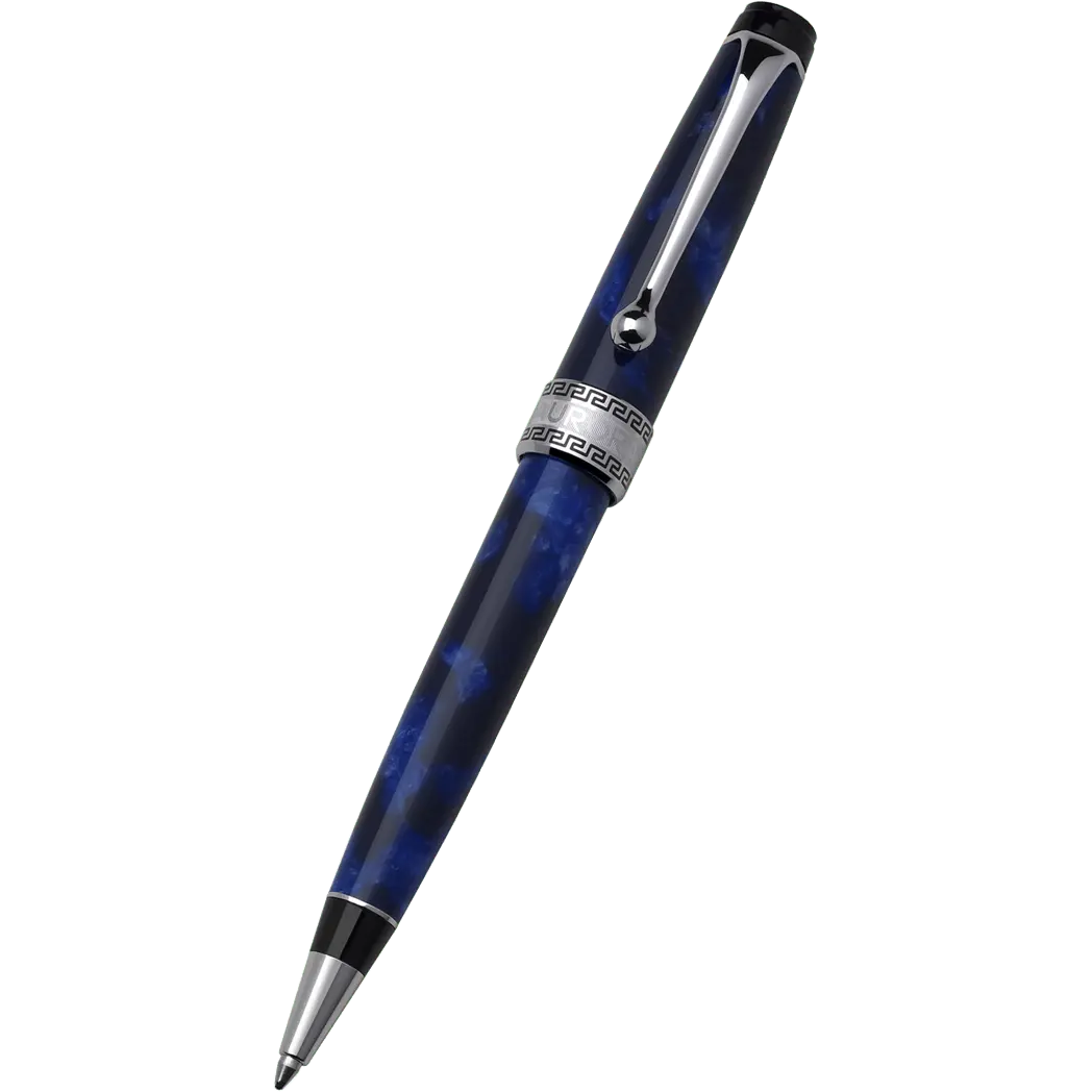 Aurora Optima Auroloide Ballpoint Pen - Blue - Silver Trim-Pen Boutique Ltd