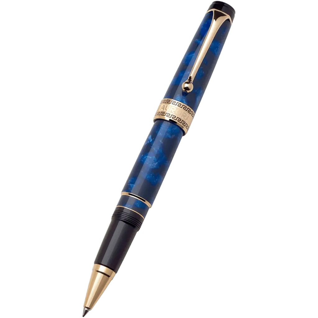 Aurora Optima Auroloide Rollerball Pen - Blue - Gold Trim-Pen Boutique Ltd