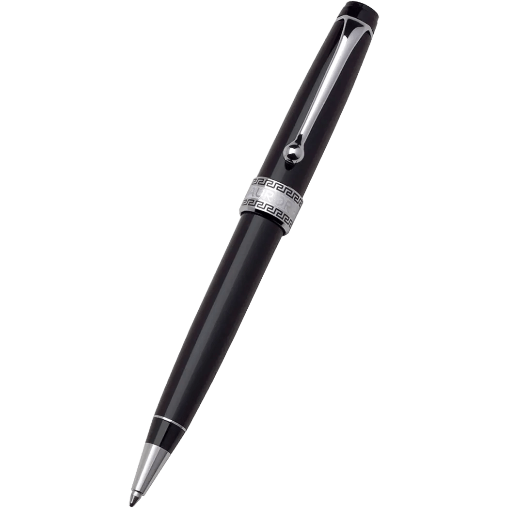 Aurora Optima Ballpoint Pen - Black - Chrome Trim - Pen Boutique Ltd