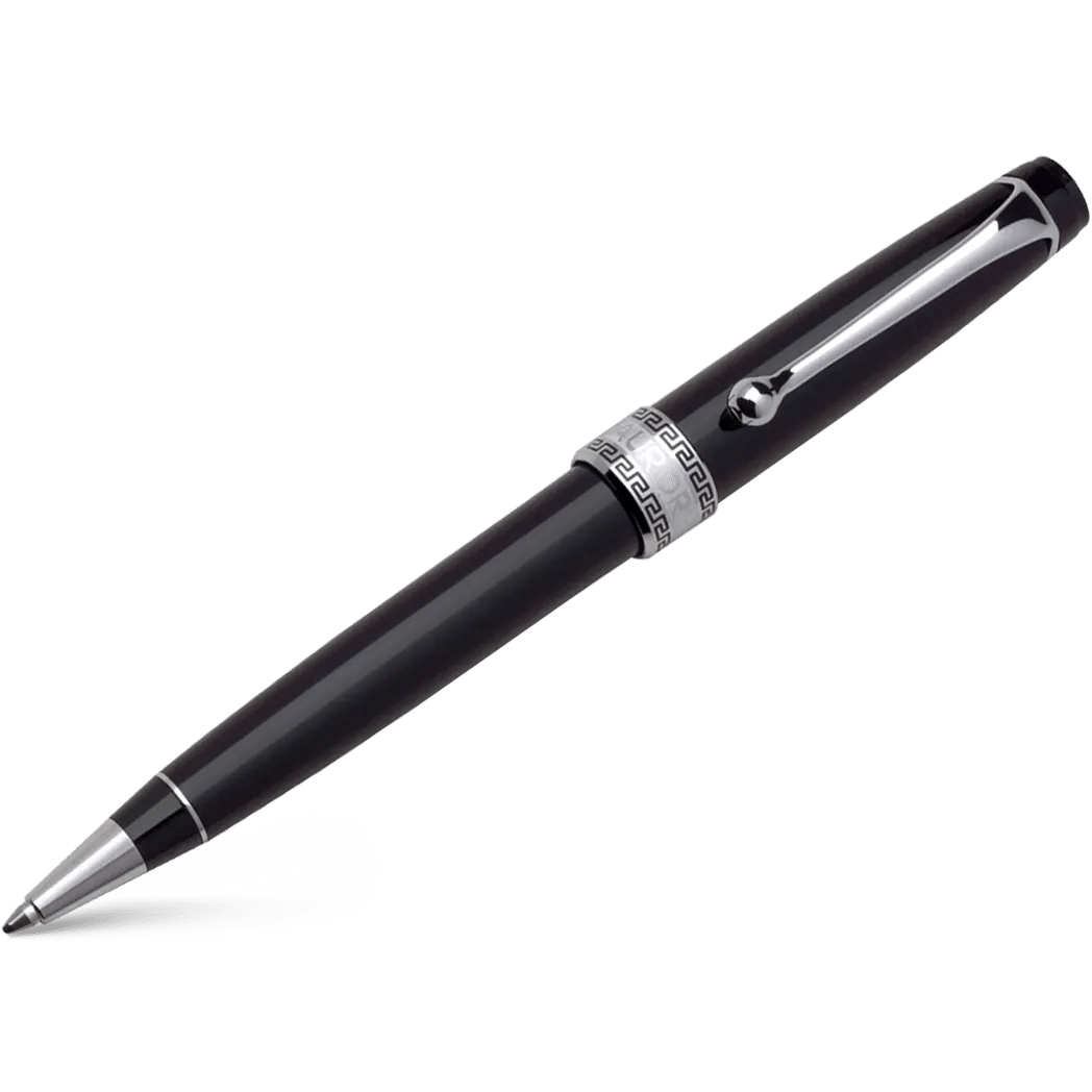 Aurora Optima Ballpoint Pen - Black - Chrome Trim - Pen Boutique Ltd