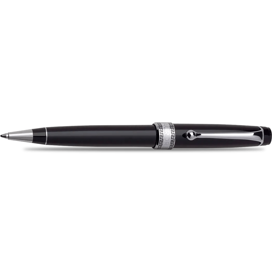 Aurora Optima Ballpoint Pen - Black - Chrome Trim - Pen Boutique Ltd