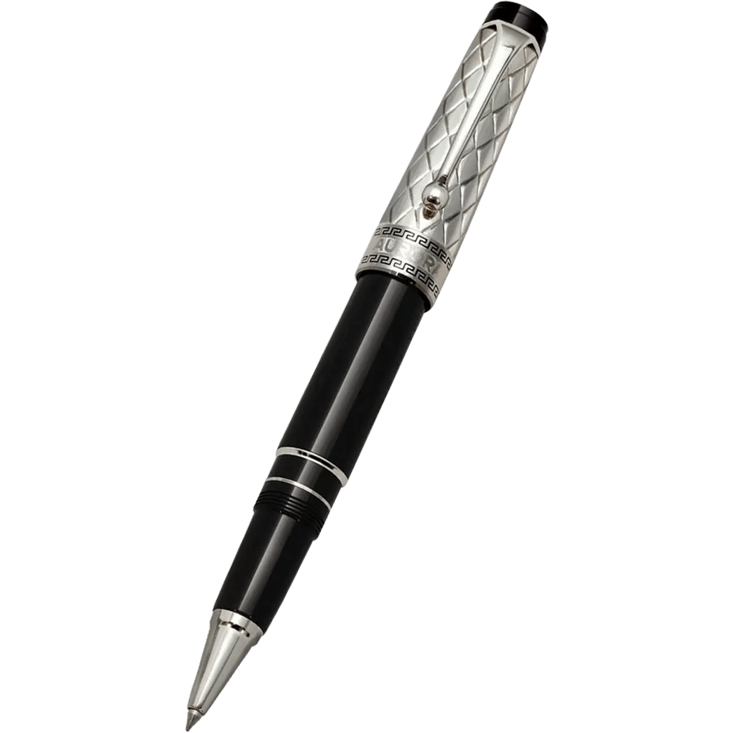 Aurora Optima Riflessi Rollerball Pen - Black - Sterling Silver - Pen Boutique Ltd