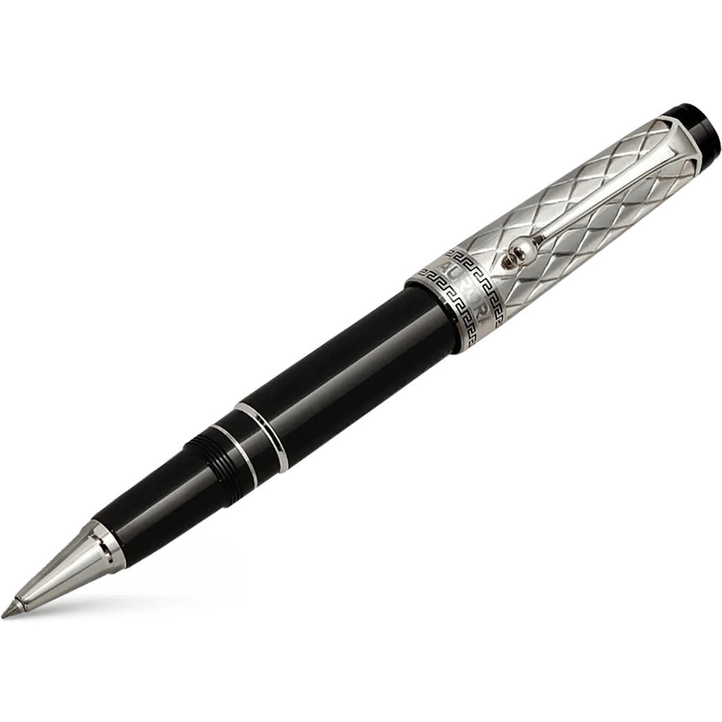 Aurora Optima Riflessi Rollerball Pen - Black - Sterling Silver - Pen Boutique Ltd