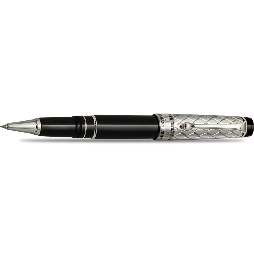 Aurora Optima Riflessi Rollerball Pen - Black - Sterling Silver - Pen Boutique Ltd
