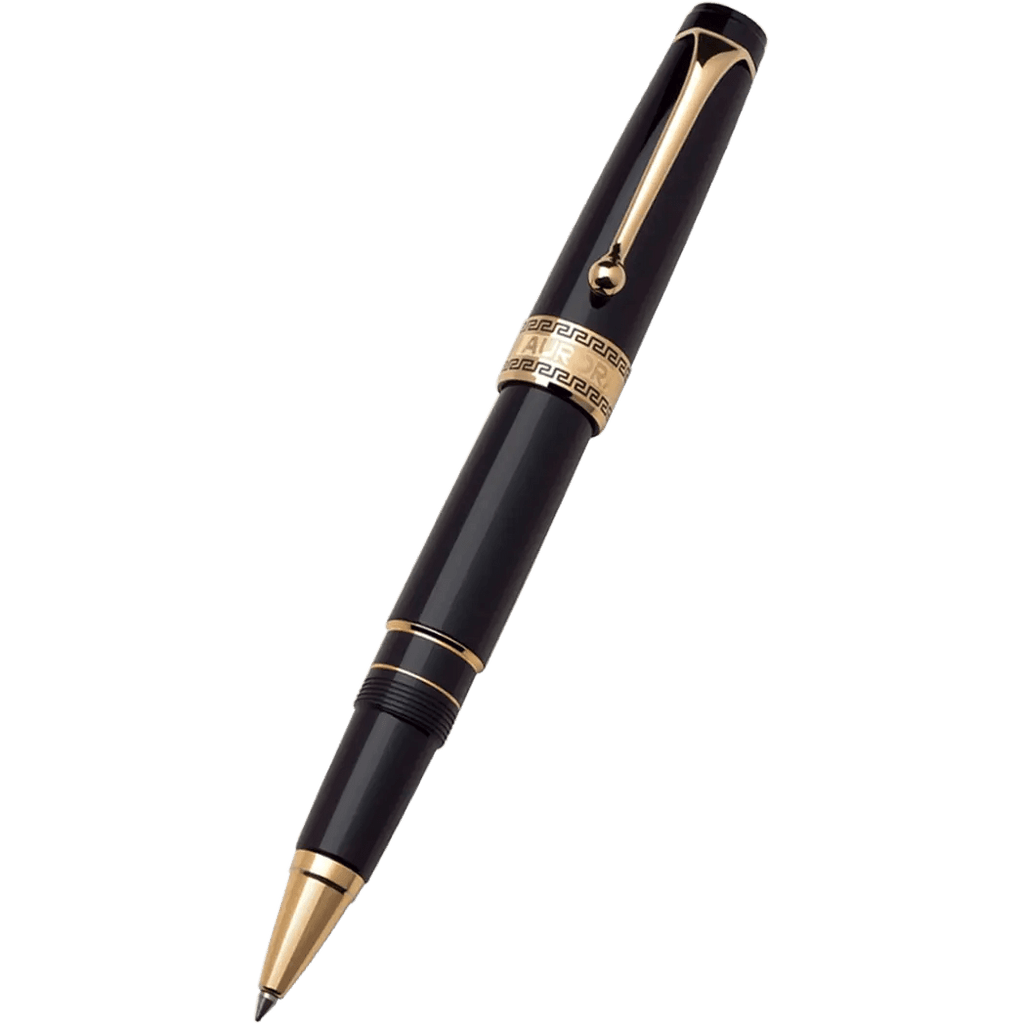 Aurora Optima Rollerball Pen - Black - Gold Plated Trim - Pen Boutique Ltd