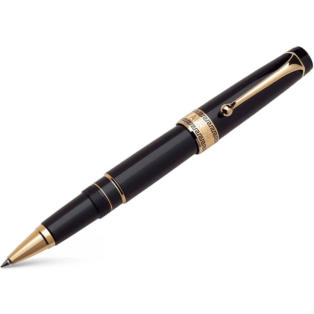 Aurora Optima Rollerball Pen - Black - Gold Plated Trim - Pen Boutique Ltd