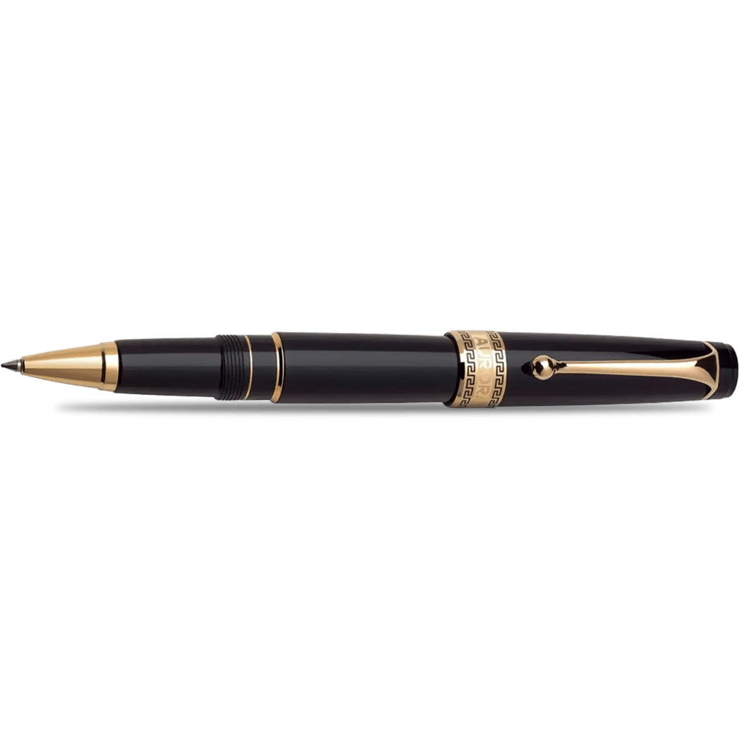 Aurora Optima Rollerball Pen - Black - Gold Plated Trim - Pen Boutique Ltd