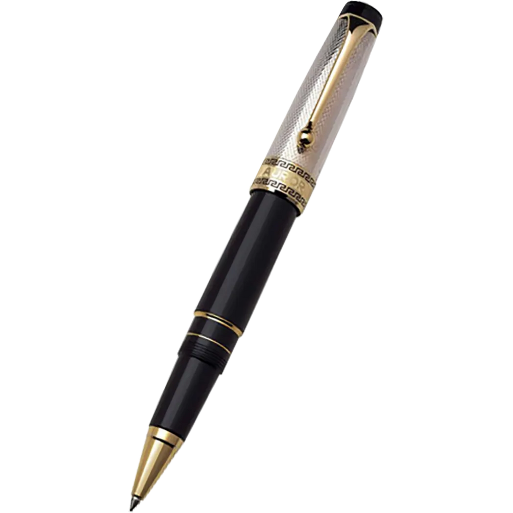Aurora Optima Rollerball Pen - Solid Silver-Pen Boutique Ltd