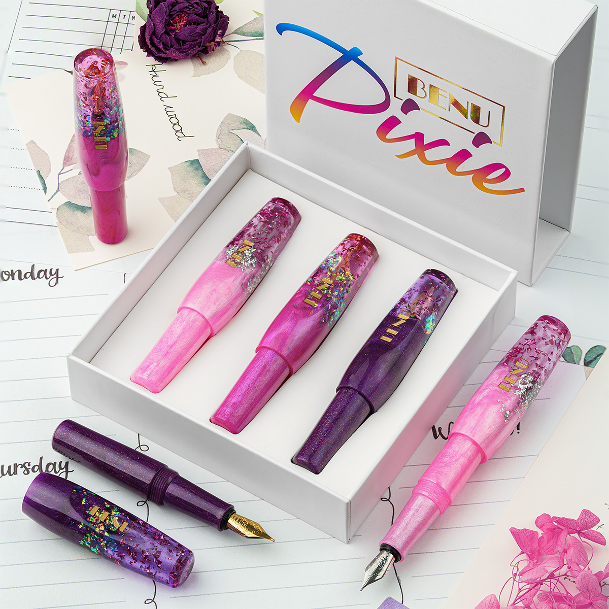 Benu Pixie Fountain Pen Set - Magenta Madness - Pen Boutique Ltd