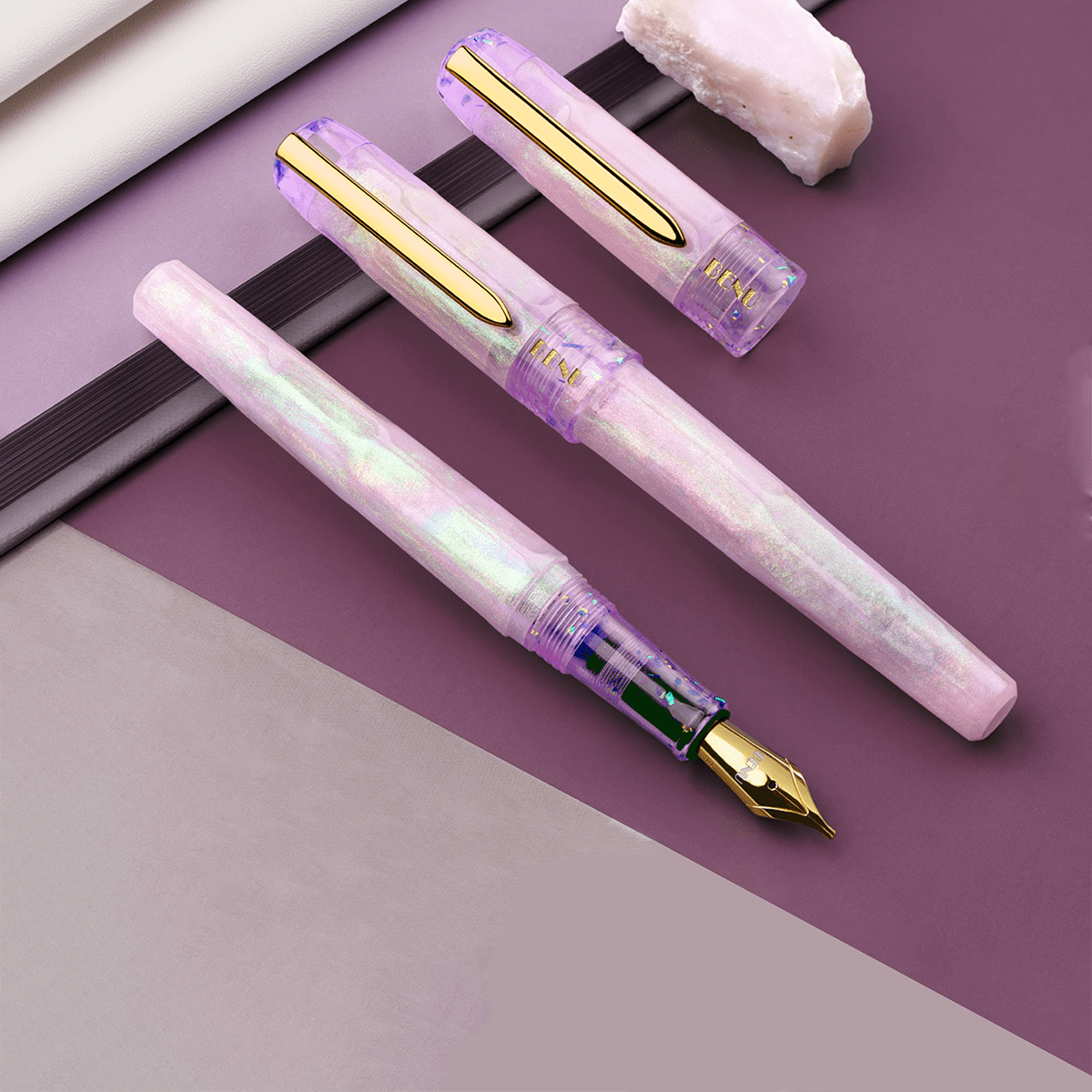 Benu Talisman Fountain Pen - Pink Opal - Pen Boutique Ltd