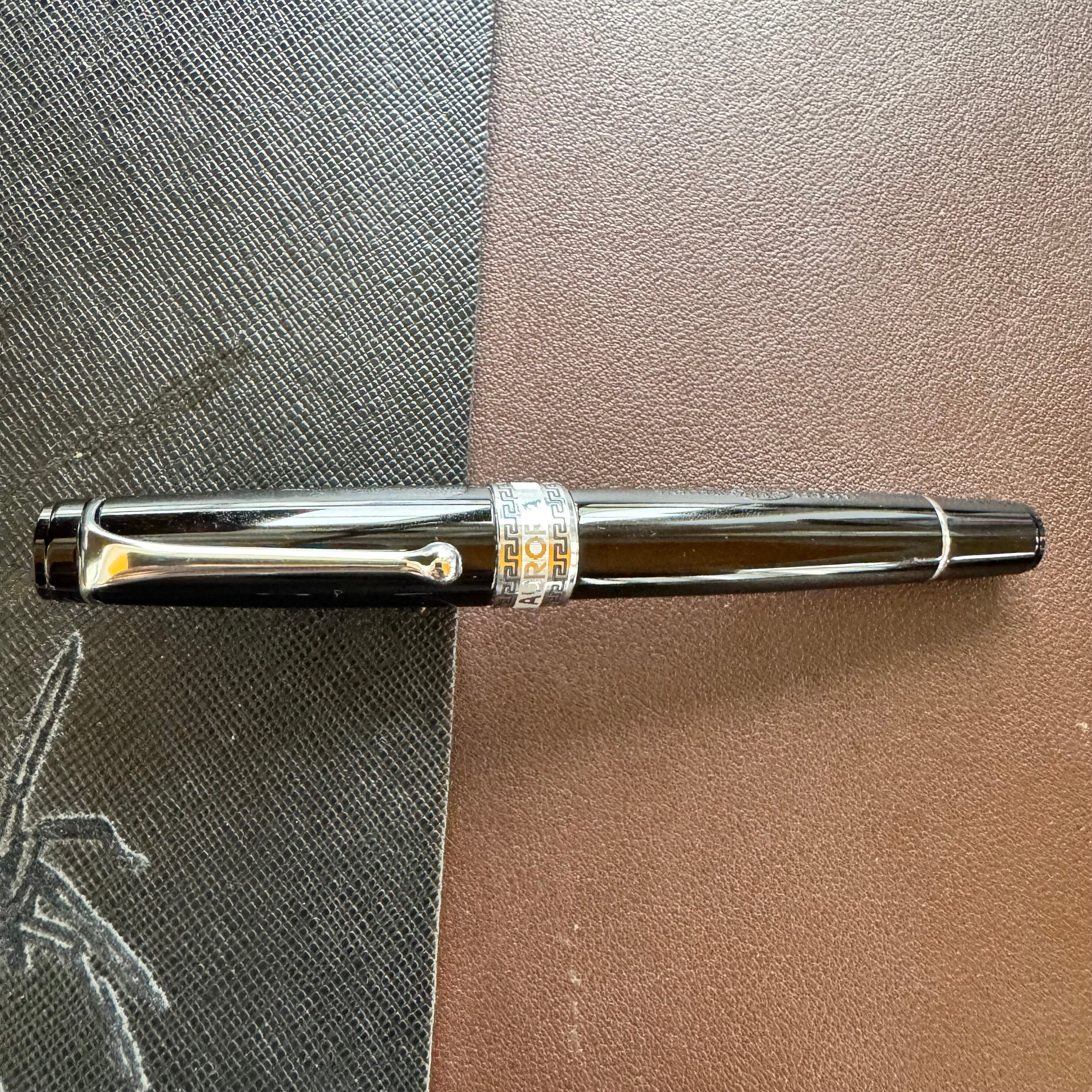 On Sale: Aurora Optima Fountain Pen - Black - Chrome Trim-Pen Boutique Ltd