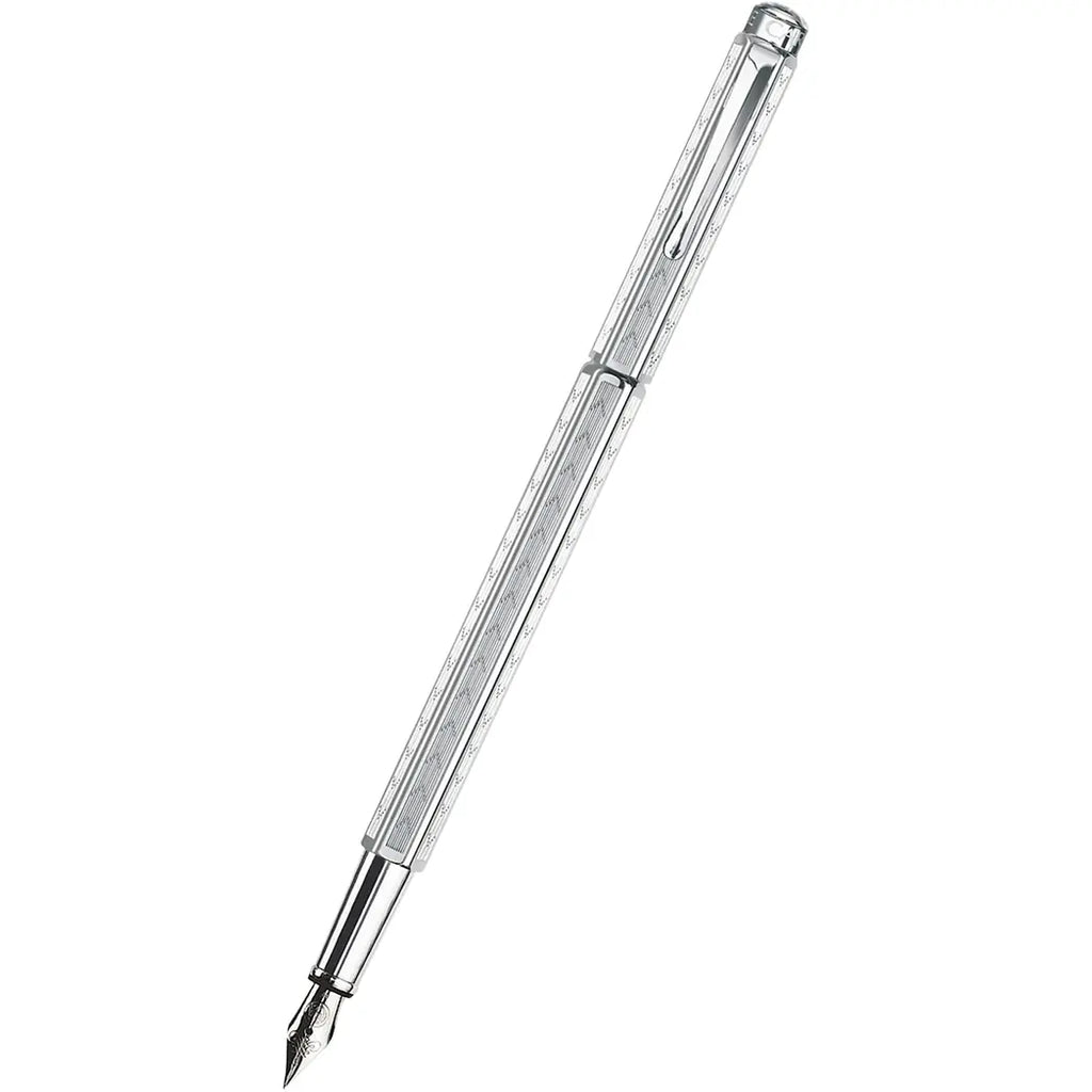 Caran d Ache Ecridor Fountain Pen - Chevron - Rhodium Trim-Pen Boutique Ltd