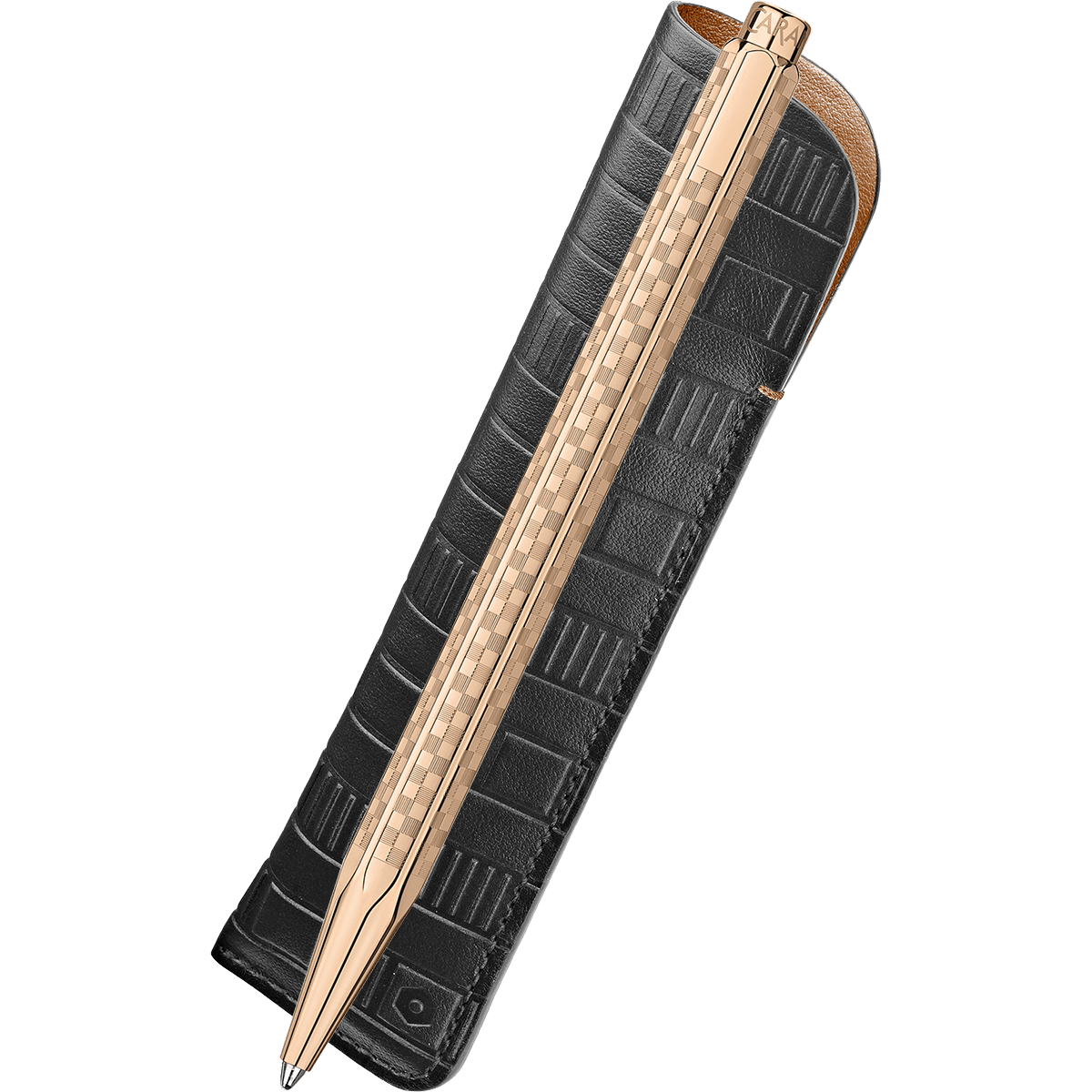 Caran d'Ache Ecridor Gift Set - Rose Gold Damier Ballpoint Pen & Leather Case (Special Edition) - Pen Boutique Ltd