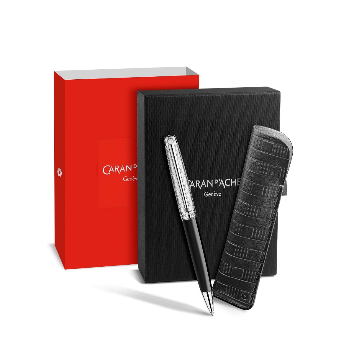 Caran d'Ache Leman Gift Set - Damier Ballpoint Pen & Leather Case (Special Edition) - Pen Boutique Ltd