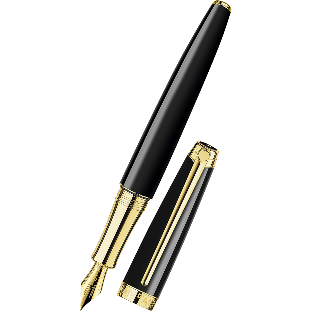 Caran d'Ache Leman Fountain Pen - Ebony Black - Gold Trim