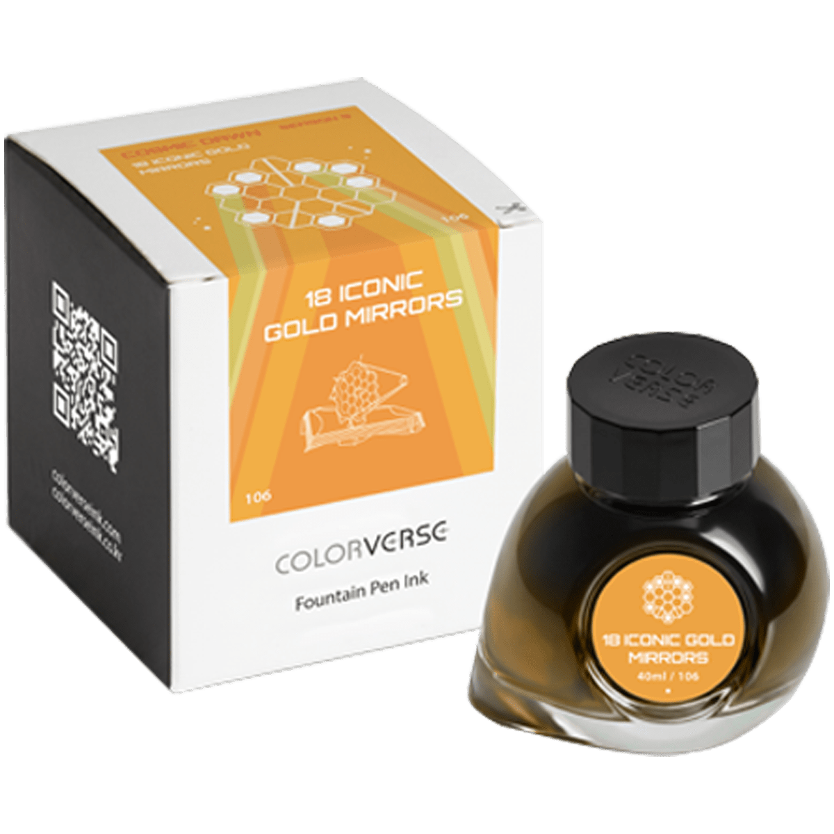 Colorverse Season 9 : Cosmic Dawn Ink Bottle No. 106 - 18 Iconic Gold Mirrors 40ml - Pen Boutique Ltd