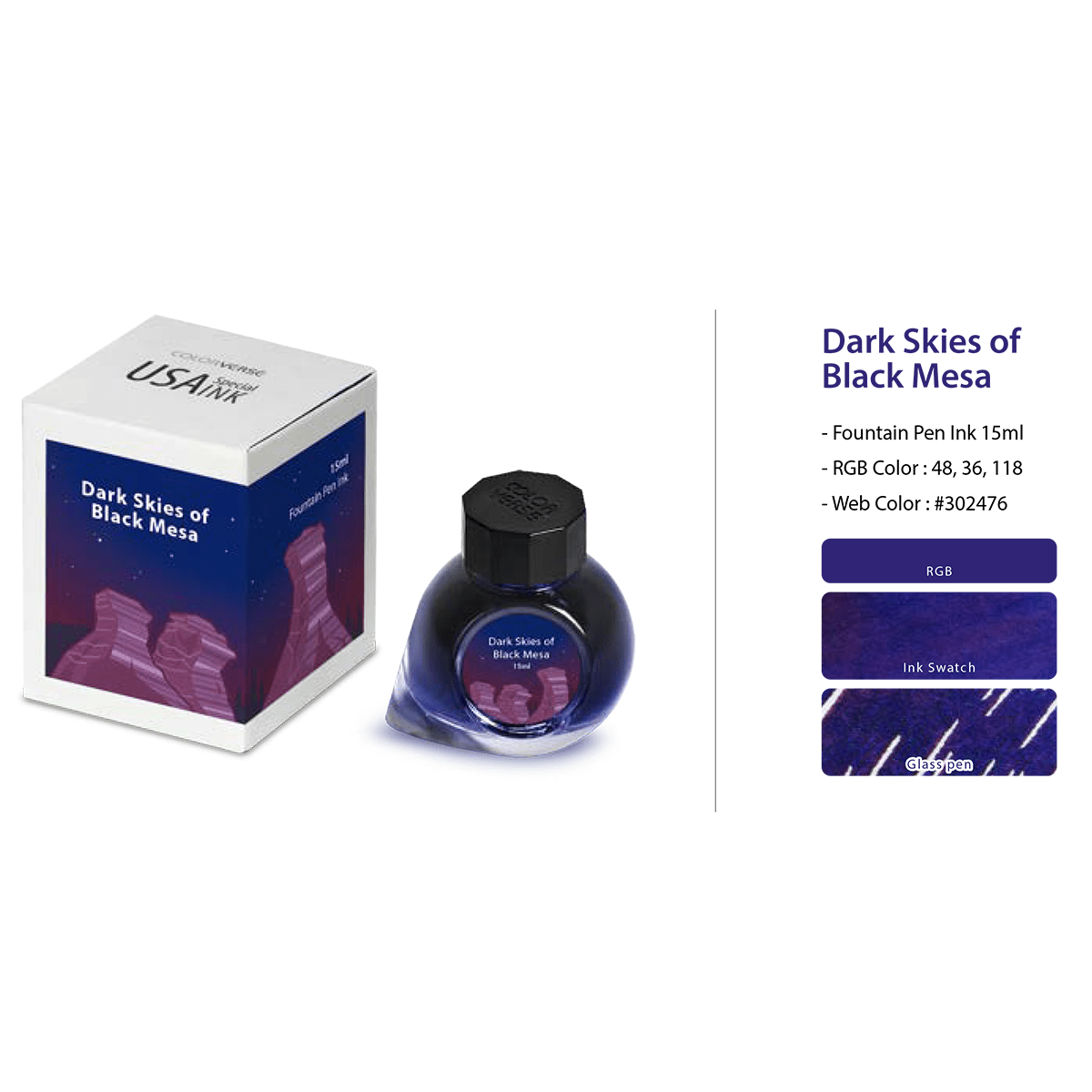 Colorverse USA Special Ink Bottle - Dark Skies of Black Mesa - 15 ml - Pen Boutique Ltd