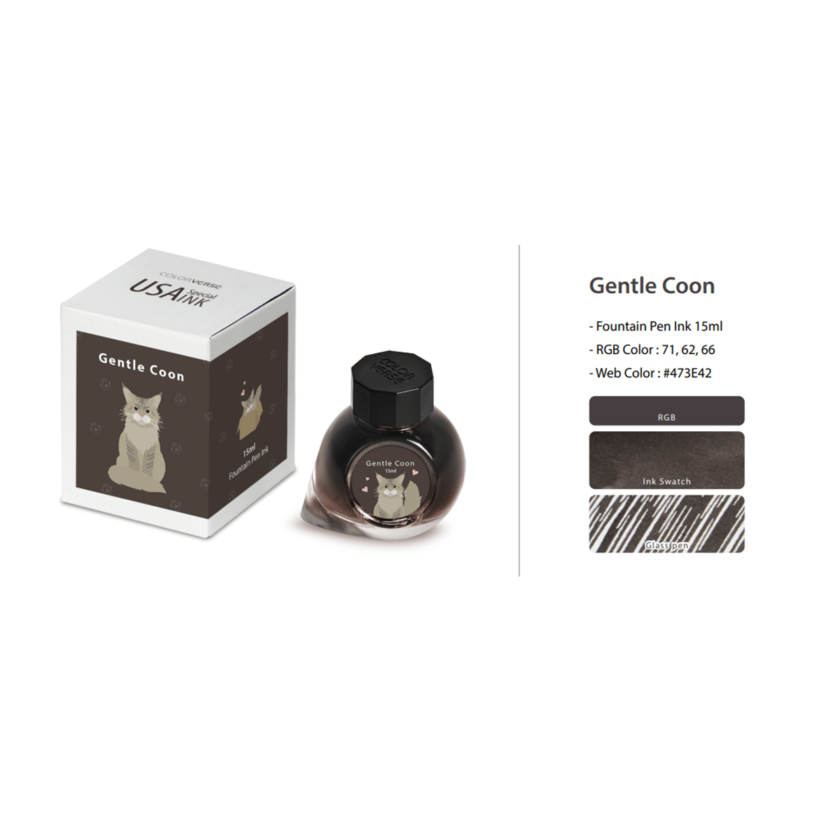 Colorverse USA Special Ink Bottle - Gentle Coon - 15 ml - Pen Boutique Ltd