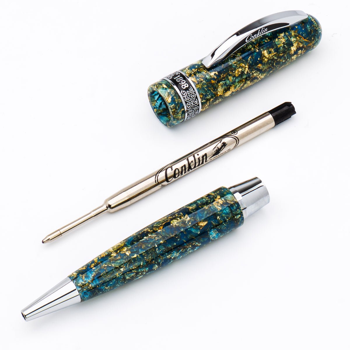 Conklin 1898 Collection Ballpoint Pen - Solaris Blue - Chrome Trim (Limited Edition) - Pen Boutique Ltd
