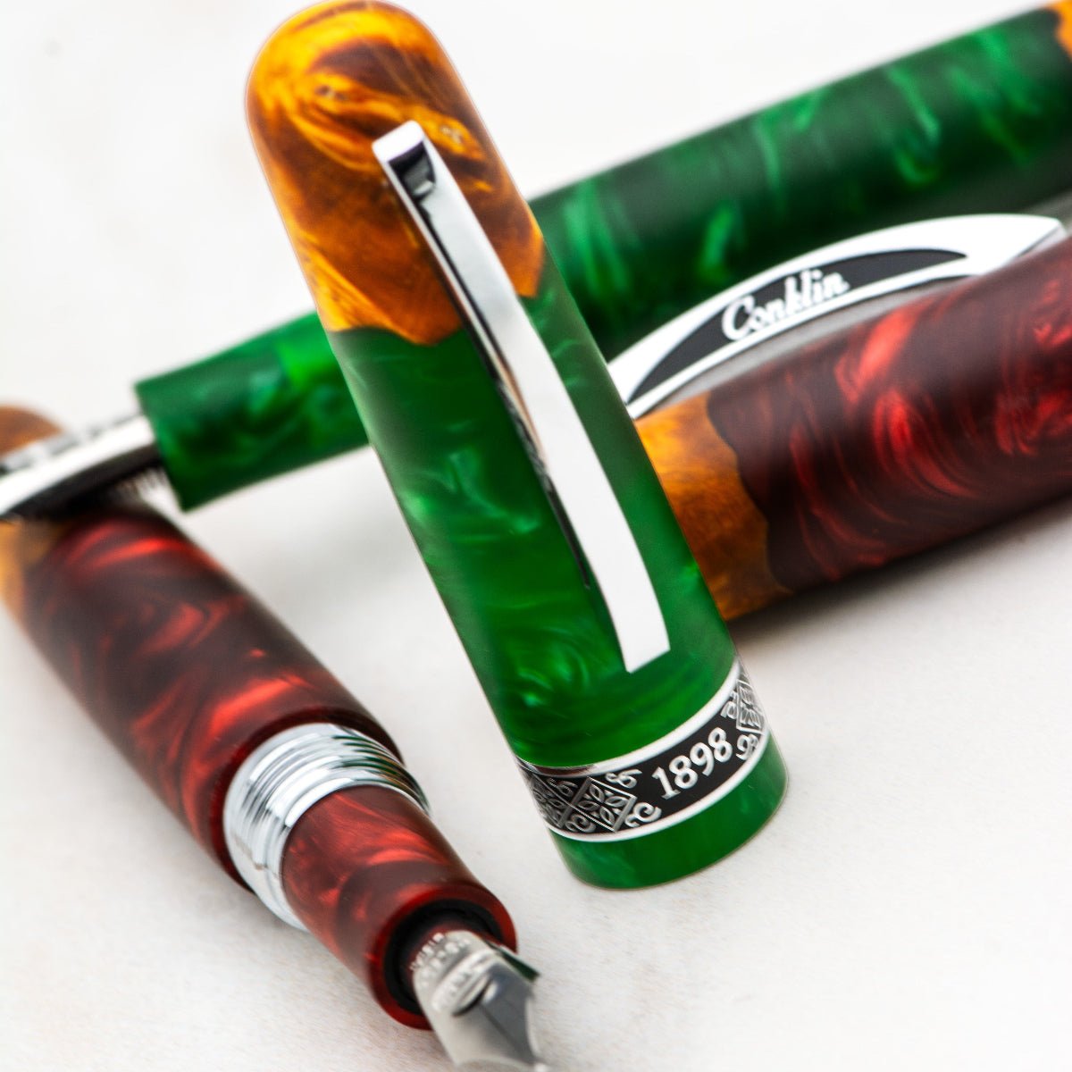 Conklin 1898 Collection Fountain Pen - Spectra Green Fusion - Chrome Trim (Limited Edition) - Pen Boutique Ltd