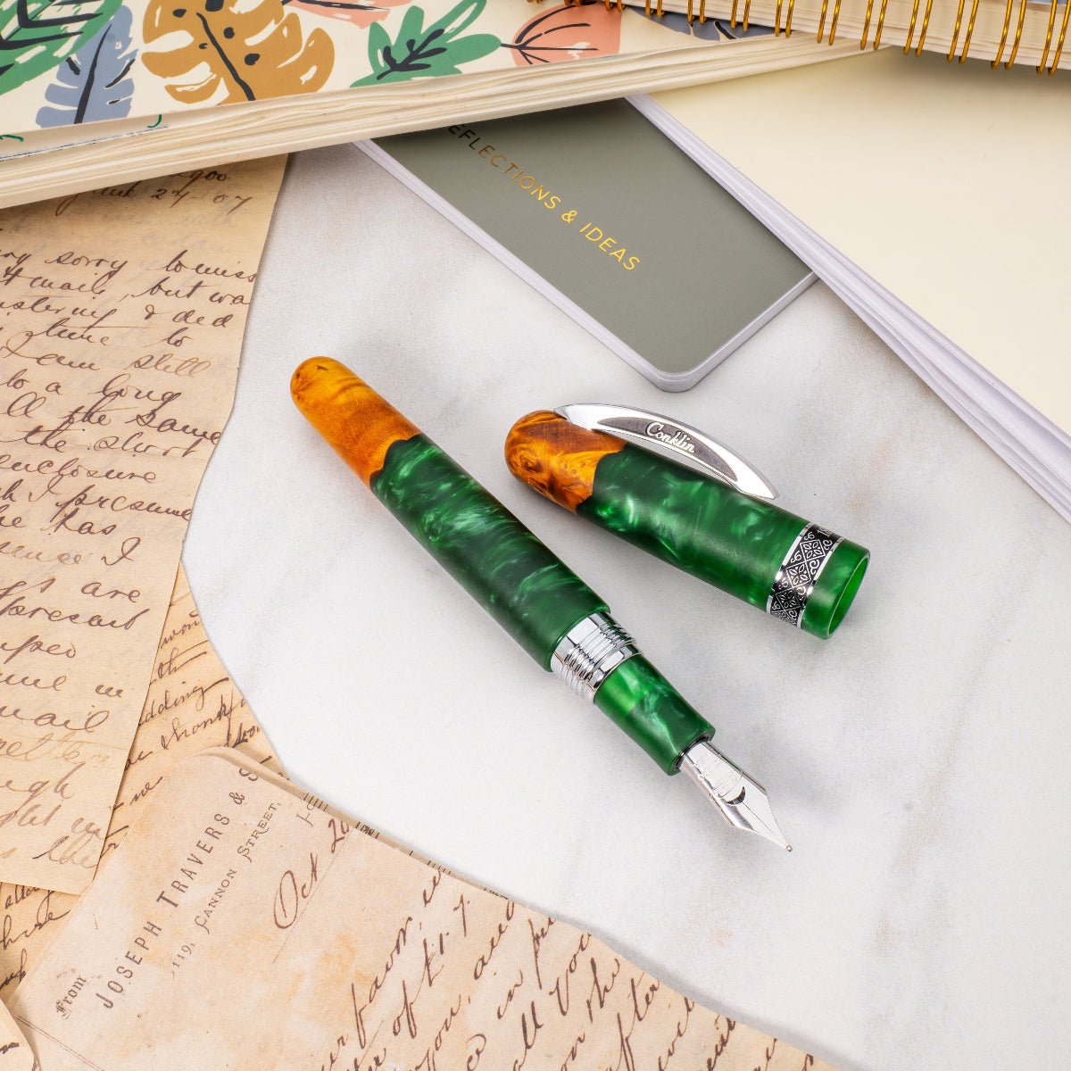 Conklin 1898 Collection Fountain Pen - Spectra Green Fusion - Chrome Trim (Limited Edition) - Pen Boutique Ltd