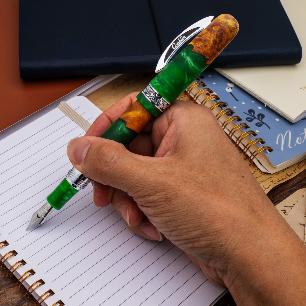 Conklin 1898 Collection Fountain Pen - Spectra Green Fusion - Chrome Trim (Limited Edition) - Pen Boutique Ltd