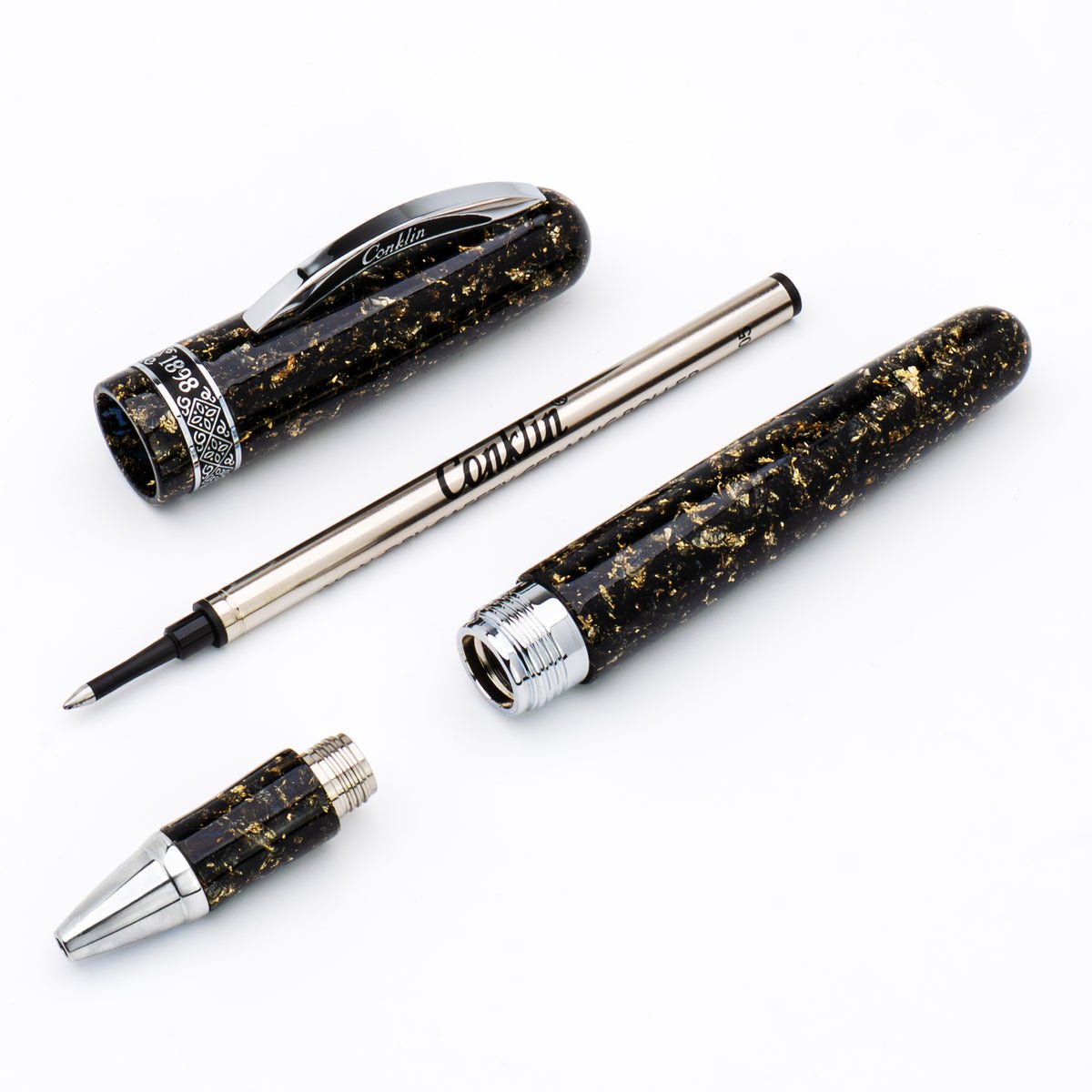 Conklin 1898 Collection Rollerball Pen - Solaris Black - Chrome Trim (Limited Edition) - Pen Boutique Ltd
