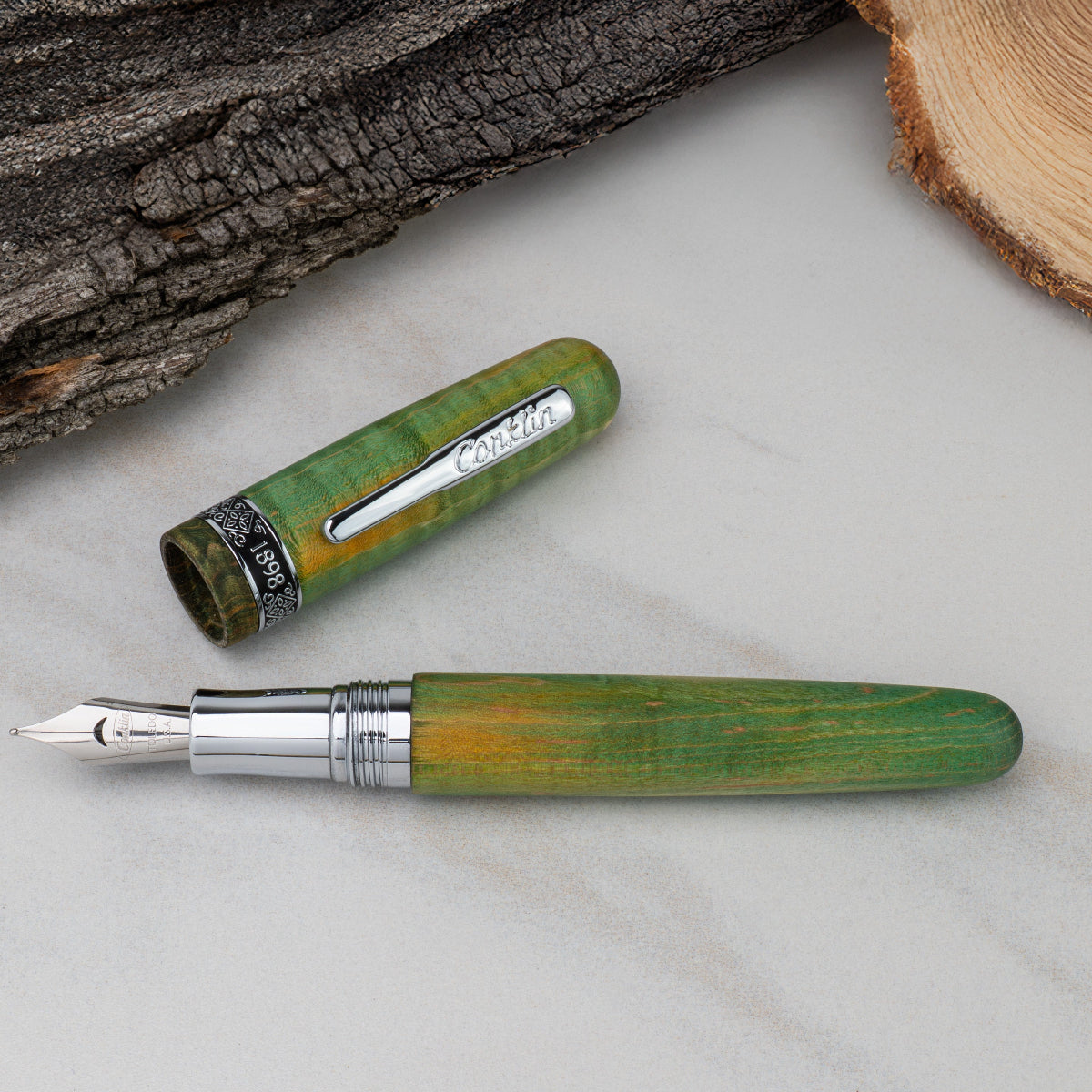 Conklin 1898 Fountain Pen - Stabilized Wood Matte Green - Steel Nib (Limited Edition)-Pen Boutique Ltd