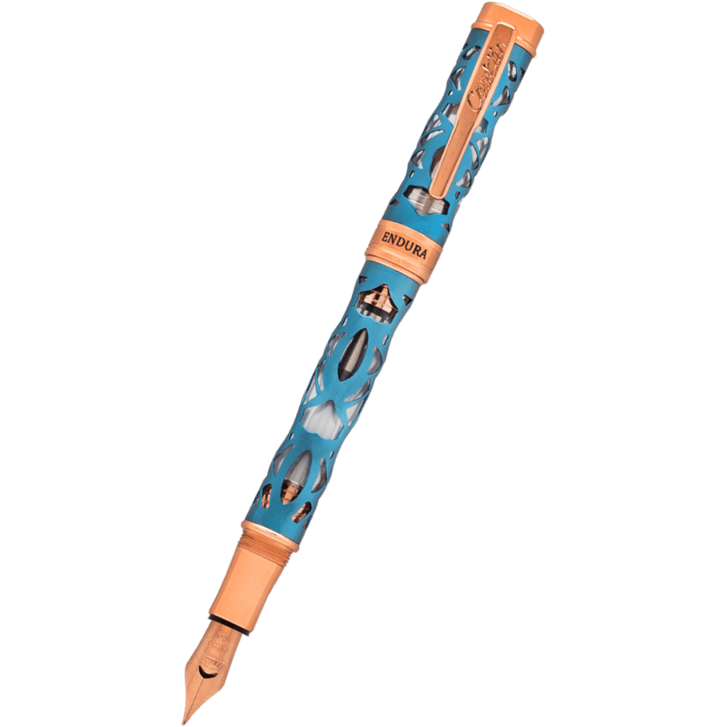 Conklin Endura Fountain Pen - Deco Crest Demo Blue - Rose Gold Trim - Pen Boutique Ltd