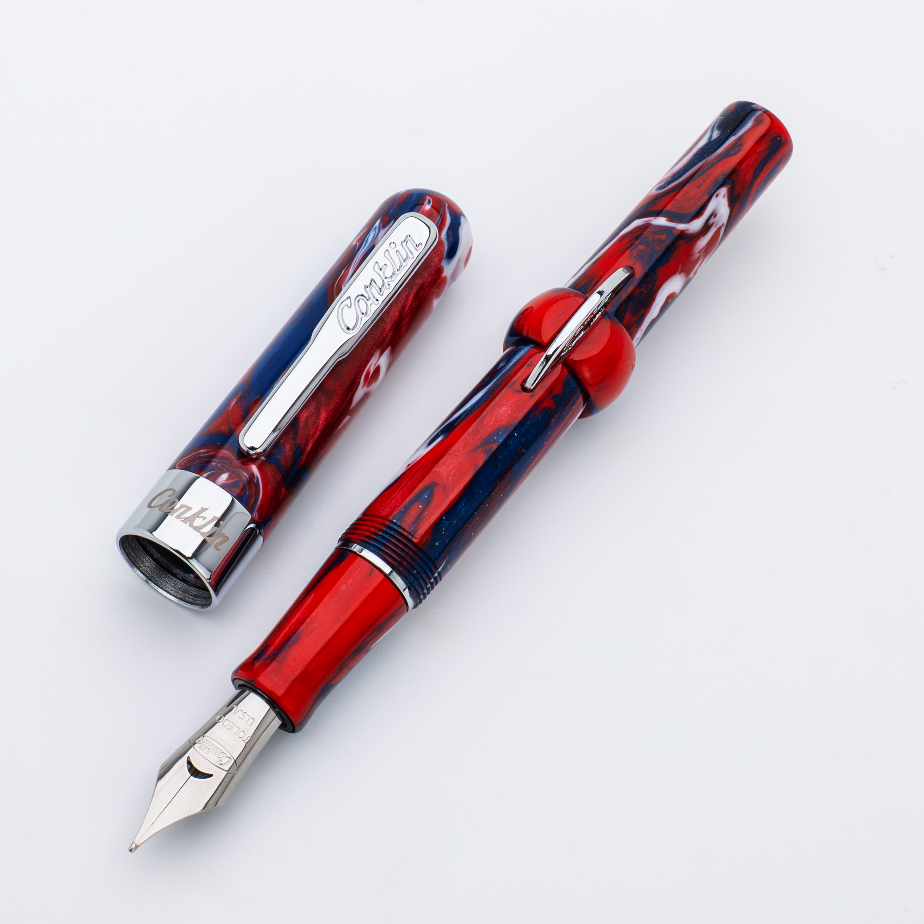 Conklin Mark Twain Crescent Fountain Pen - Limited Edition - USA 250 - Chrome Trim