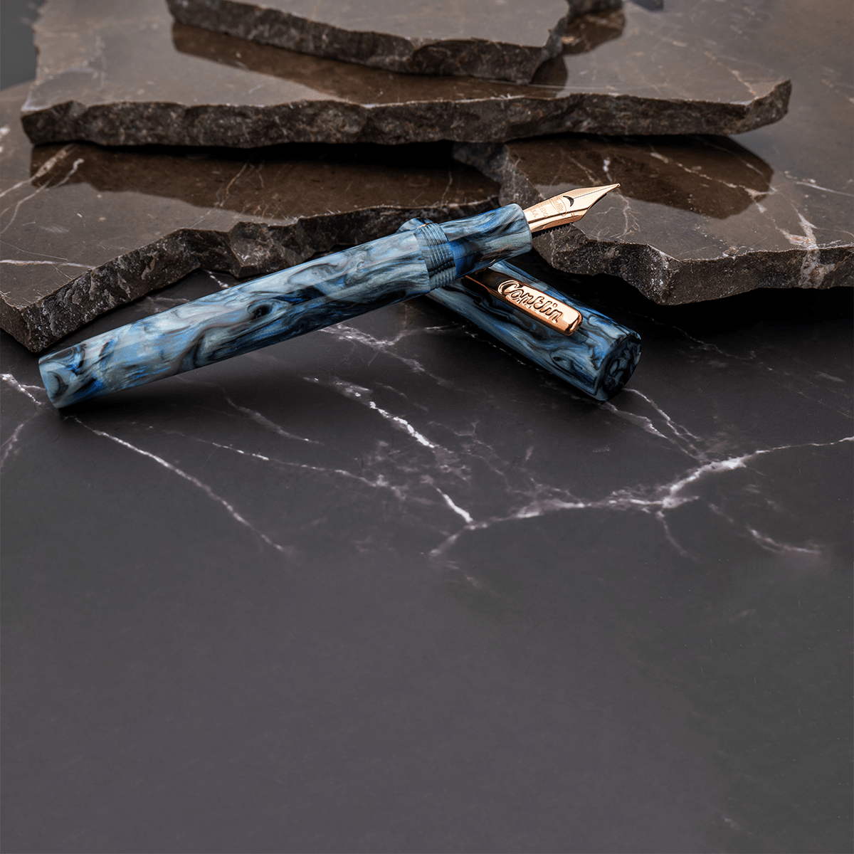 Conklin Toledo Fountain Pen - Limited Edition - Blue Abalone - Rose Gold Trim (Pen Boutique Exclusive) - Pen Boutique Ltd