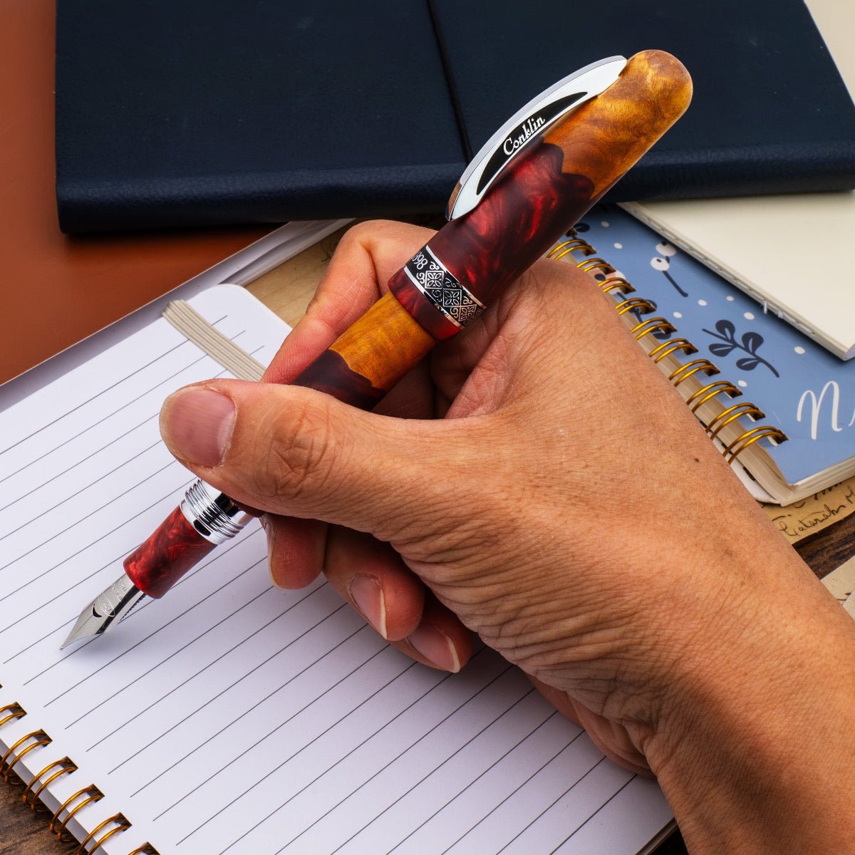 Conklin 1898 Collection Fountain Pen - Spectra Burgundy Fusion - Chrome Trim (Limited Edition) - Pen Boutique Ltd