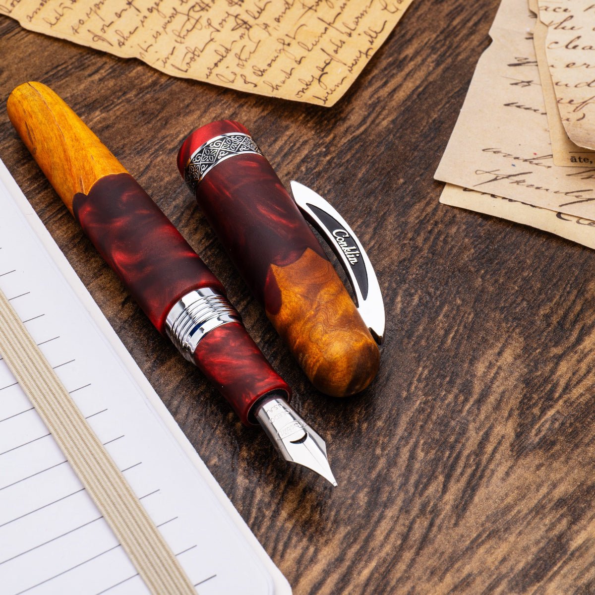 Conklin 1898 Collection Fountain Pen - Spectra Burgundy Fusion - Chrome Trim (Limited Edition)