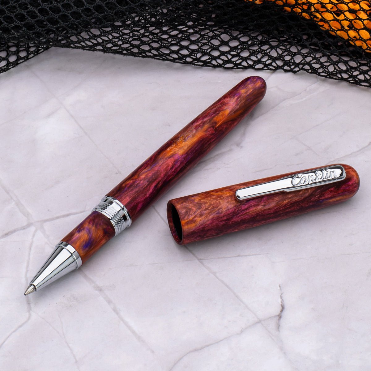 Conklin Streamline Rollerball Pen - Matte Sunset Medley - Chrome Trim (Limited Edition)