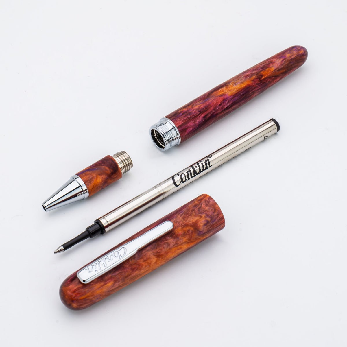 Conklin Streamline Rollerball Pen - Matte Sunset Medley - Chrome Trim (Limited Edition)