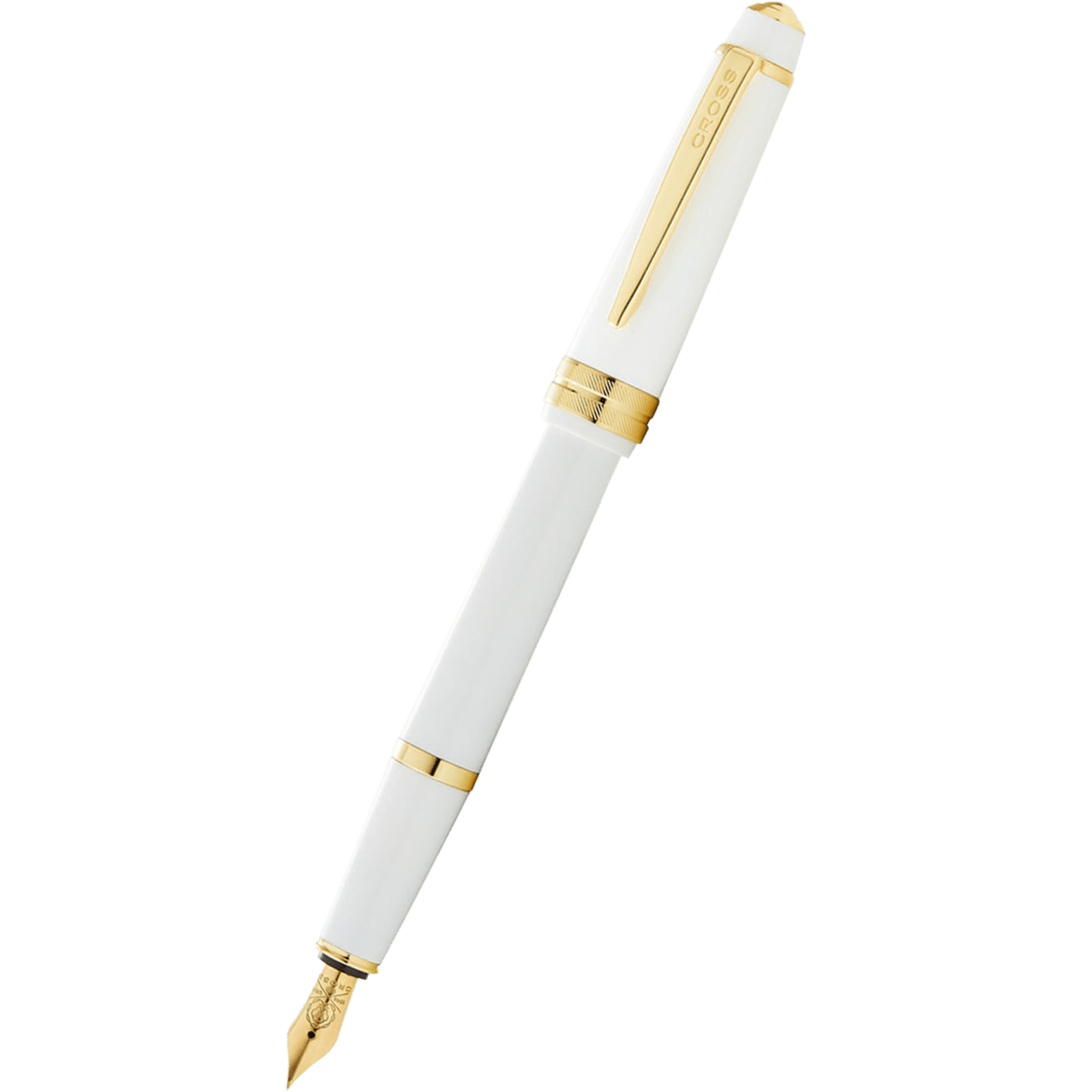 Cross Bailey Light Fountain Pen and Ball Point SET - Polished White - Gold Trim - Pen Boutique Ltd