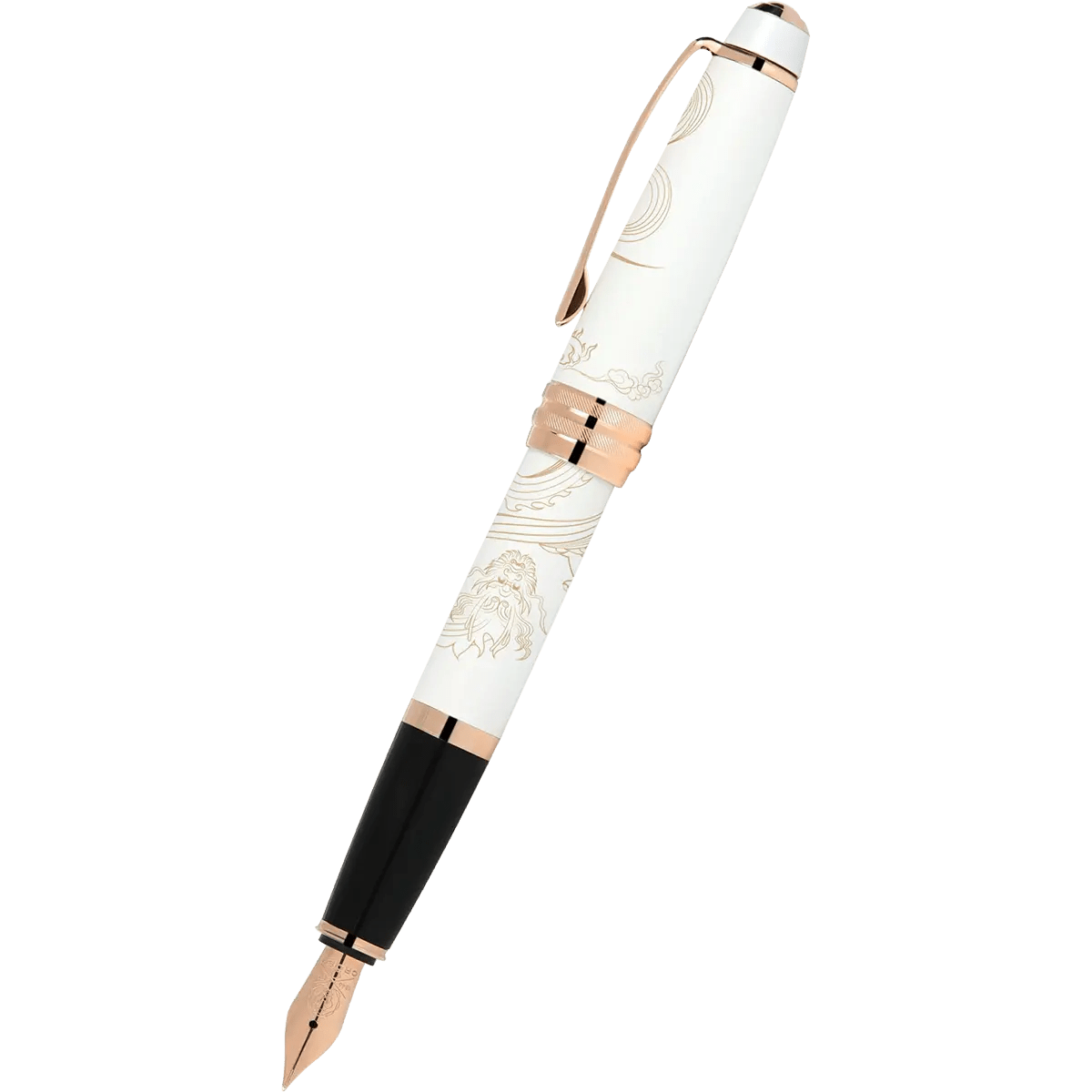 Cross Bailey - Year of the Dragon Pearlescent White Lacquer - Fountain Pen - Rose Gold - Pen Boutique Ltd