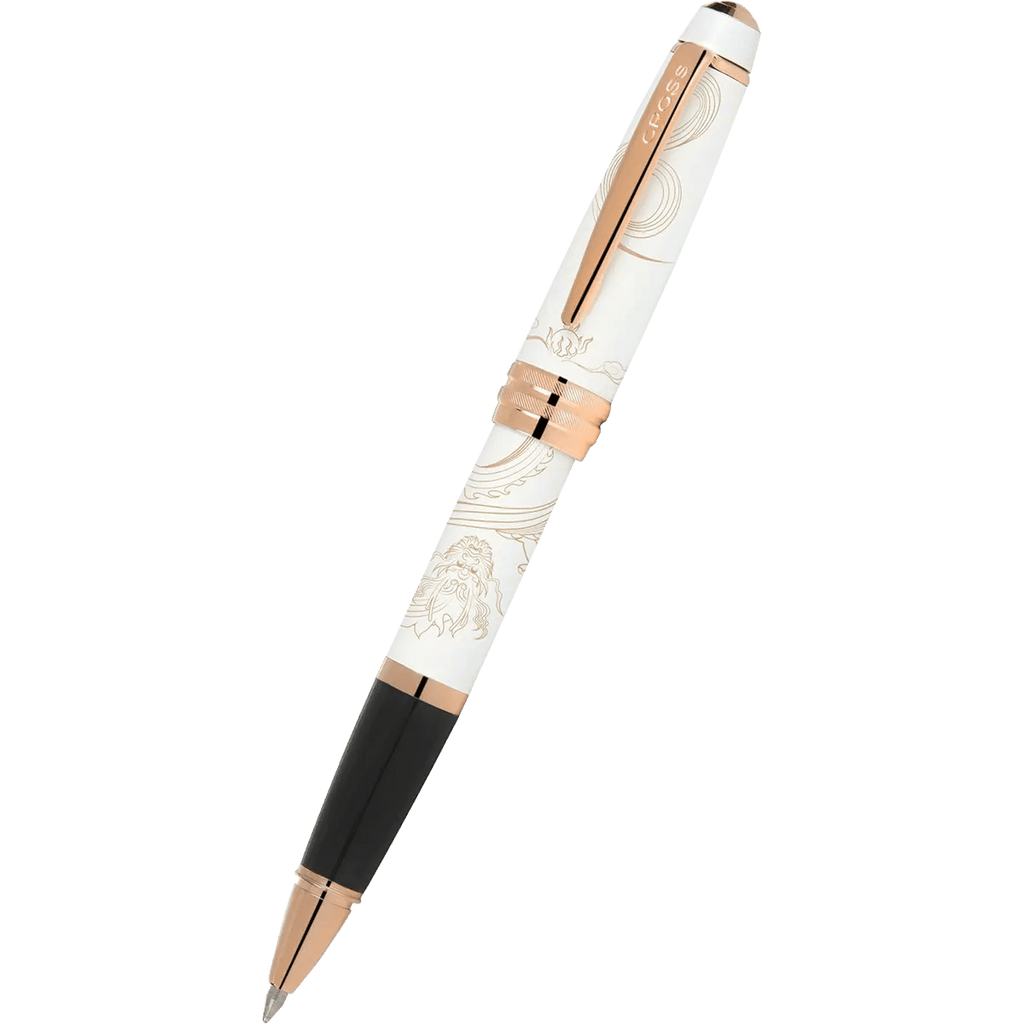Cross Bailey - Year of the Dragon Pearlescent White Lacquer - Selectip Rollerball Pen - Rose Gold - Pen Boutique Ltd