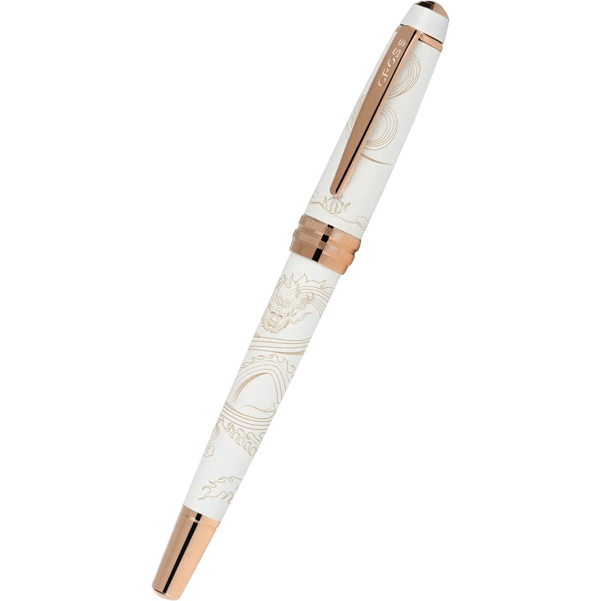 Cross Bailey - Year of the Dragon Pearlescent White Lacquer - Selectip Rollerball Pen - Rose Gold - Pen Boutique Ltd