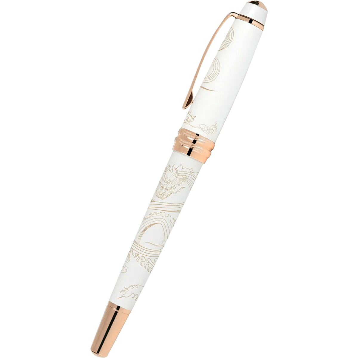 Cross Bailey - Year of the Dragon Pearlescent White Lacquer - Selectip Rollerball Pen - Rose Gold - Pen Boutique Ltd