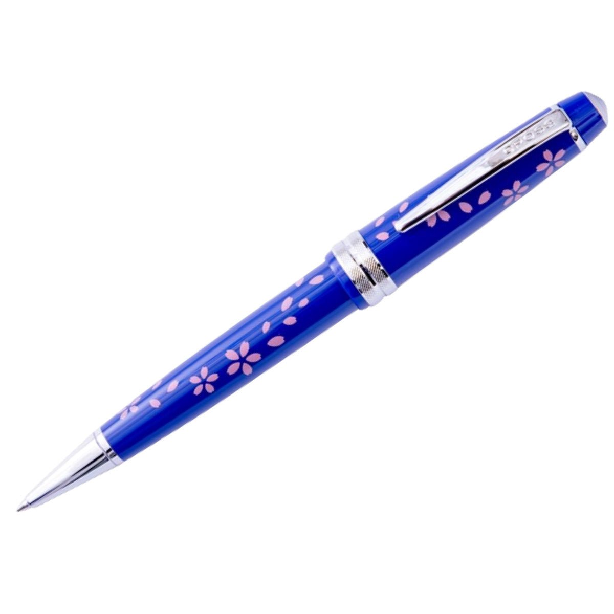 Cross Bailey Light - Ballpoint Pen - Cherry Blossom - Glossy Blue Resin - Chrome Trim - Pen Boutique Ltd
