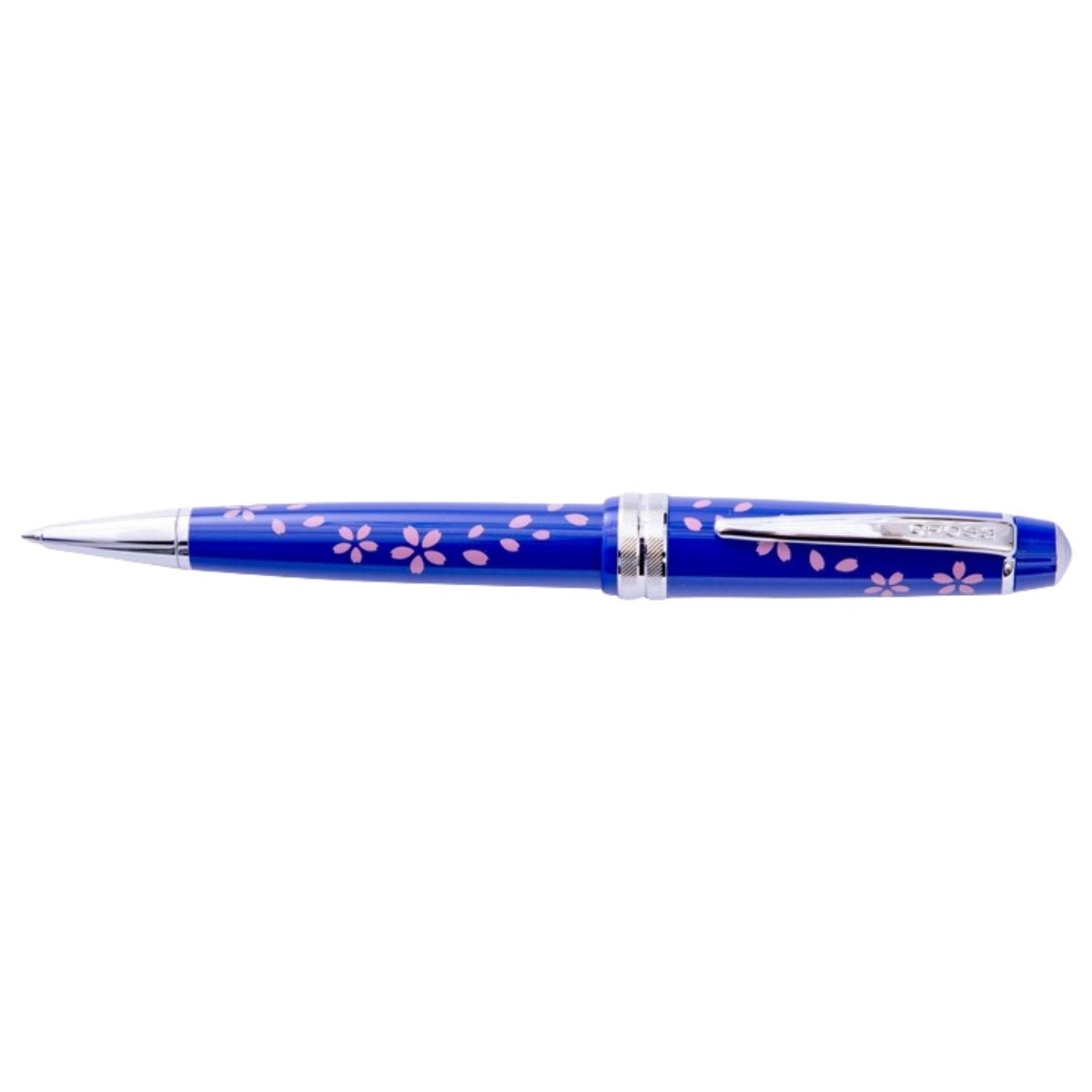 Cross Bailey Light - Ballpoint Pen - Cherry Blossom - Glossy Blue Resin - Chrome Trim - Pen Boutique Ltd