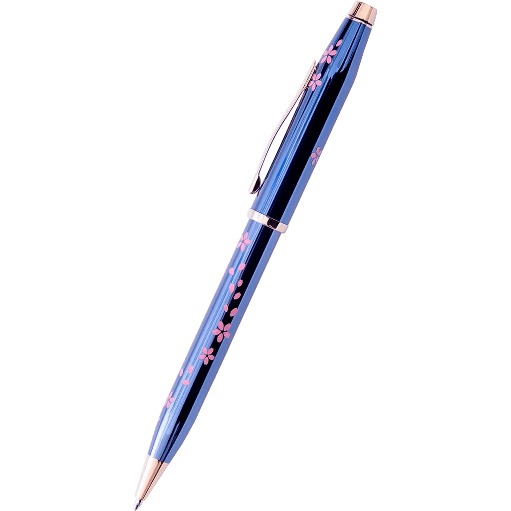 Cross Century II Ballpoint Pen - Cherry Blossom - Translucent Blue - Rose Gold Trim - Pen Boutique Ltd