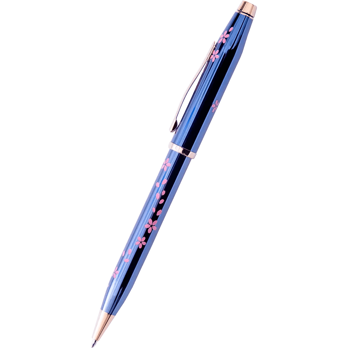 Cross Century II Ballpoint Pen - Cherry Blossom - Translucent Blue - Rose Gold Trim - Pen Boutique Ltd