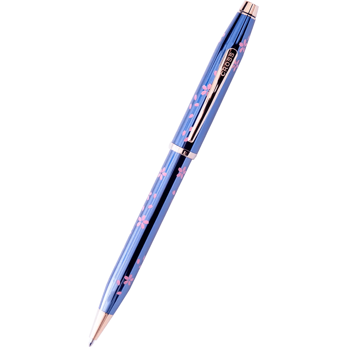 Cross Century II Ballpoint Pen - Cherry Blossom - Translucent Blue - Rose Gold Trim - Pen Boutique Ltd