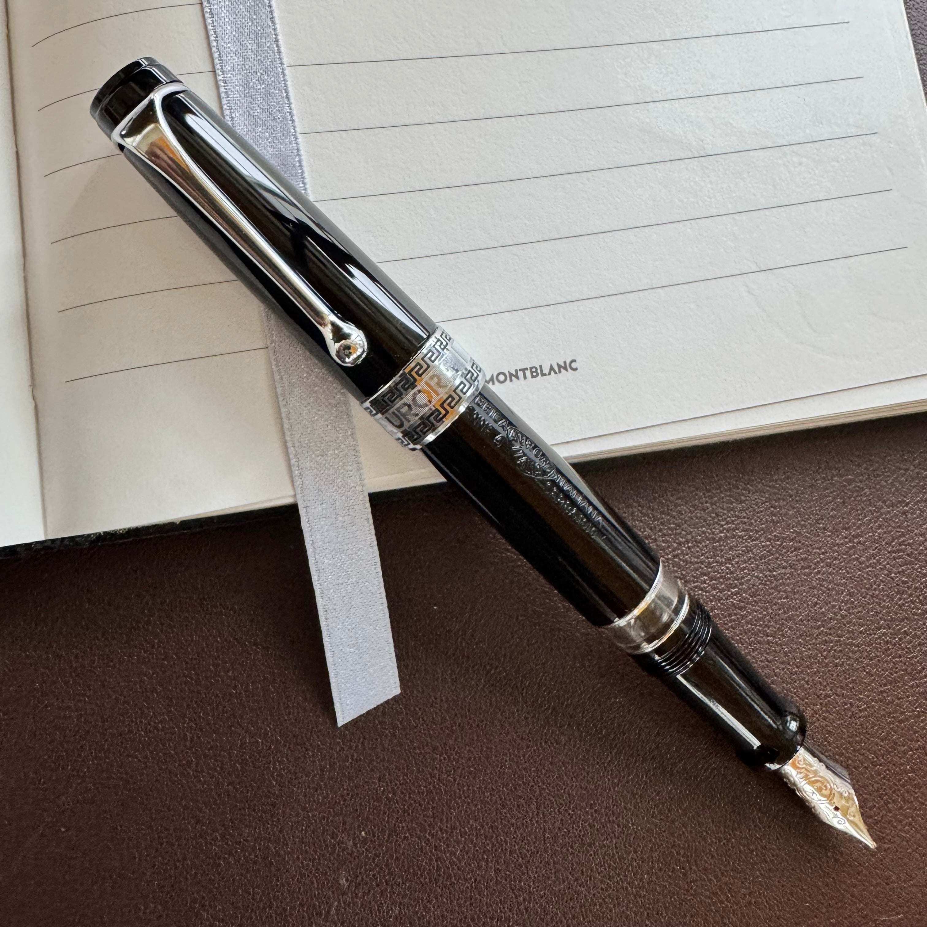 On Sale: Aurora Optima Fountain Pen - Black - Chrome Trim-Pen Boutique Ltd